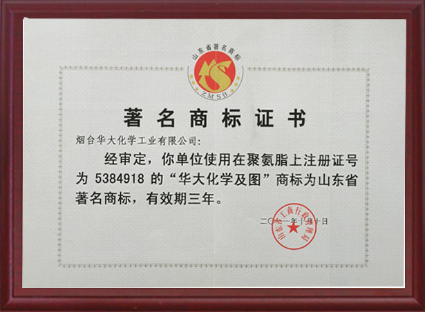 著名商標(biāo)證書(shū)